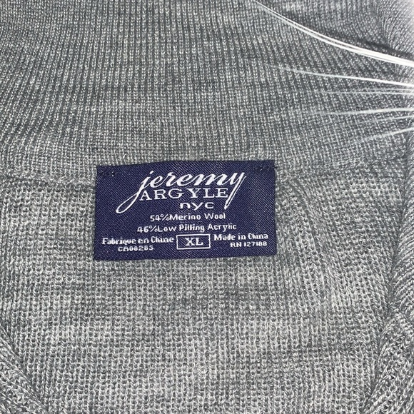 NWOT- Jeremy Argyle NYC- Sz XL- Light Grey Heather Sweater- Half Zip - Picture 5 of 7